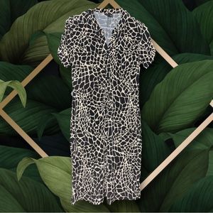 En Focus Studio animal print dress, curve hugging, black and cream, stretchy